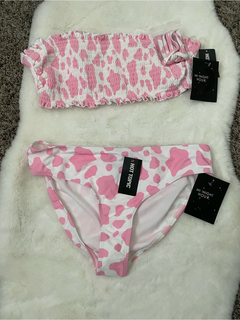 Hot Topic Pink Cow Print Bikini Set